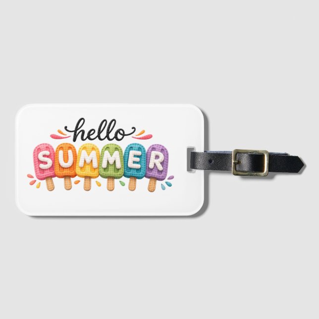 Hej sommar falskt garn design bagagebricka (Framsida horisontal)