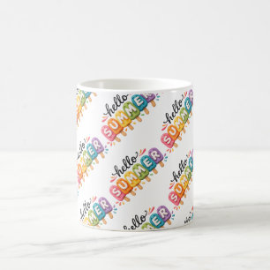 Hej sommar falskt garn design kaffemugg