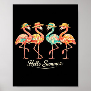 Hej sommar Flamingo Vintage Trocal Söta Fåglar Poster