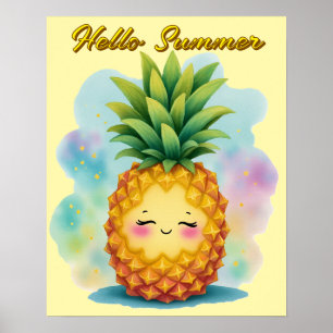 Hej sommar Glad Ananas Affisch