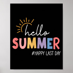 Hej sommar glad sista skoldagen sommarlov poster
