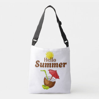 Hej Sommar Gul Sol Kokosnöt Röd Paraply Axelväska