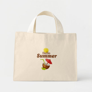 Hej Sommar Gul Sol Kokosnöt Röd Paraply Mini Tygkasse
