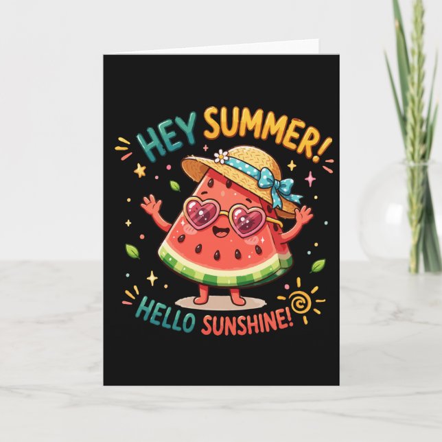 Hej sommar Hej solsken Vattenmelon Kort (Framsida)