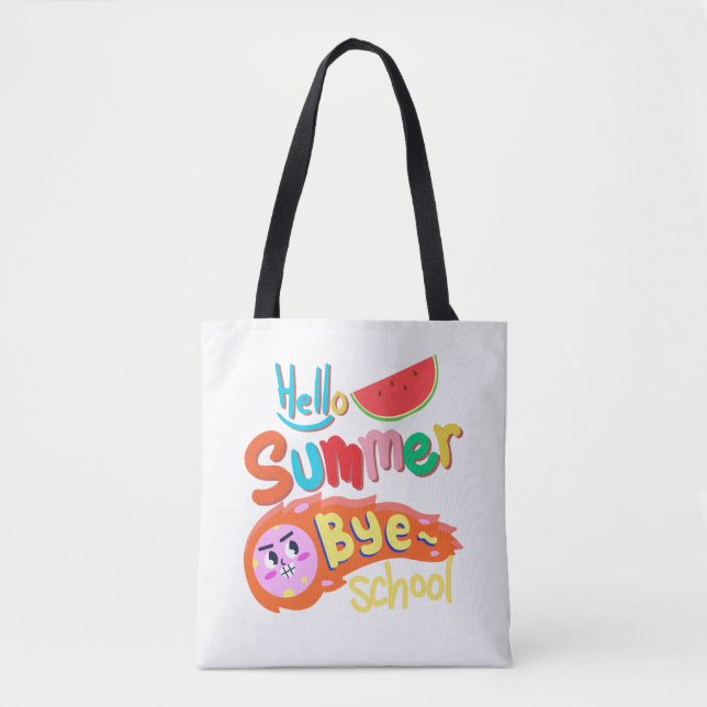 Hej sommar, hejdå skola toteväska konst tygkasse (Framsida)