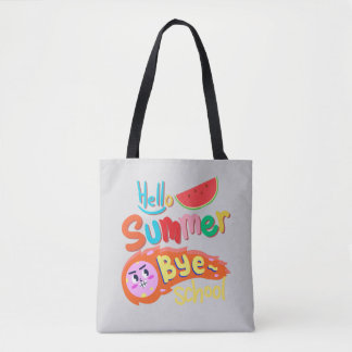 Hej sommar, hejdå skola toteväska konst tygkasse