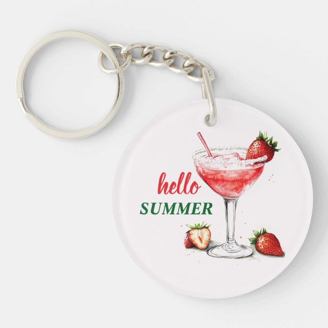 Hej Sommar | Jordgubb Cocktail Nyckelring (Framsidan)