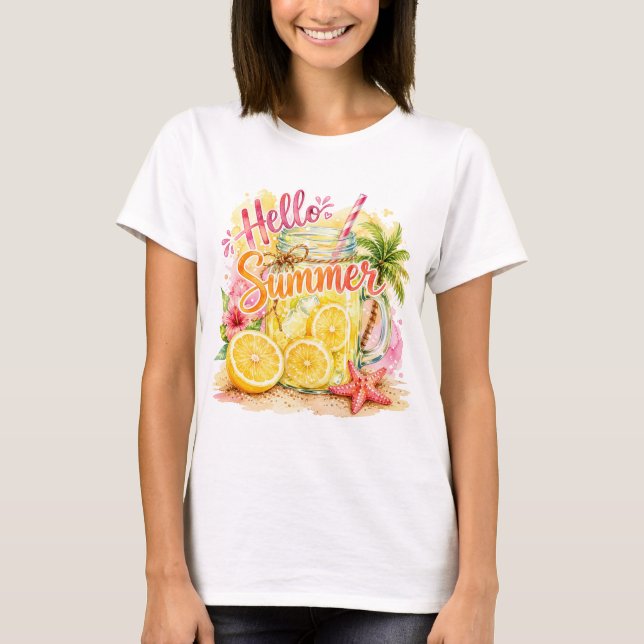 Hej sommar lemonad T-shirt (Framsida)
