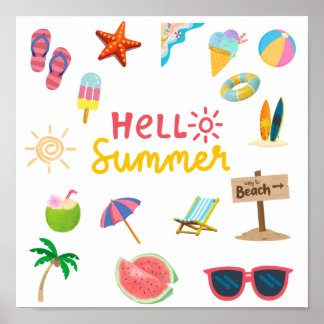 Hej sommar – Ljus & Glad Wallaffisch Poster