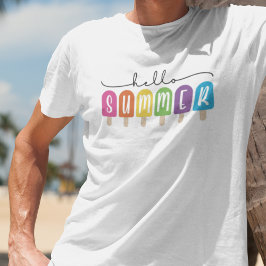 Hej Sommar med färgfull text T Shirt