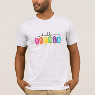 Hej Sommar med färgfull text T Shirt