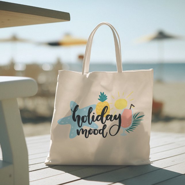 Hej sommar med Flamingo Tropical Tote Bag Tygkasse (hello summer, beach tote bag, vacation tote bag, school tote bag, colorful typography, gift for her)