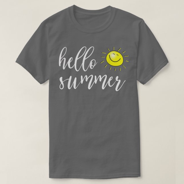 Hej Sommar med lycklig sol för sommarsemester och  T Shirt (Design framsida)