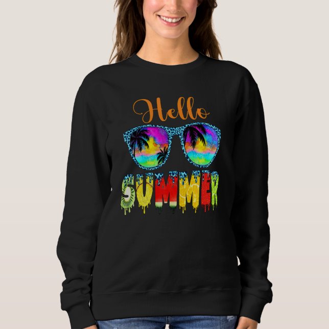 Hej Sommar med solglasögon Retro Beach Vacation T Shirt (Framsida)
