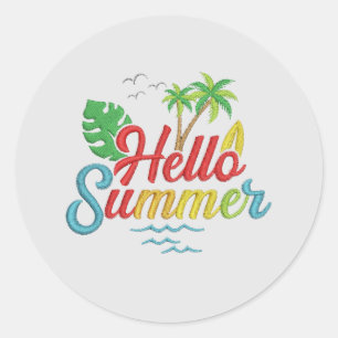 Hej Sommar med stil och entusiasm Runt Klistermärke