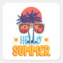Hej sommar modern minimalistisk soltypografi fyrkantigt klistermärke