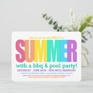 Hej sommar poolparty inbjudningar