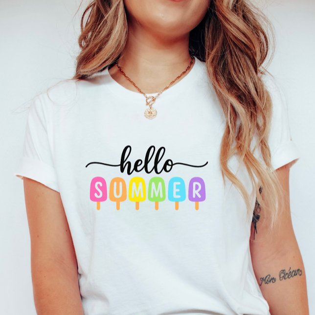 Hej sommar Popsicle; Färgglada säsongsungdomar T Shirt (Skapare uppladdad)