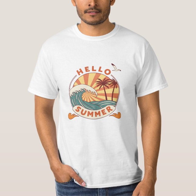Hej Sommar: Retro Beach Vibes T Shirt (Framsida)