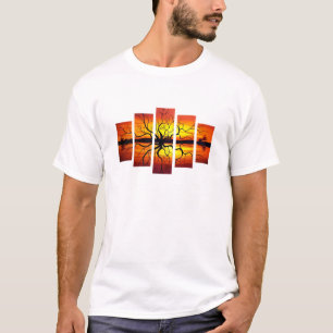 Hej sommar Retro Palmträd Solnedgång Grafisk T-Shi T Shirt