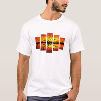 Hej sommar Retro Palmträd Solnedgång Grafisk T-Shi T Shirt