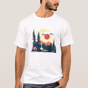 Hej sommar Retro Palmträd Solnedgång Grafisk T-Shi T Shirt