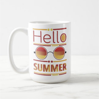Hej Sommar Retro Solnedgång Solglasögon Tee Kaffemugg