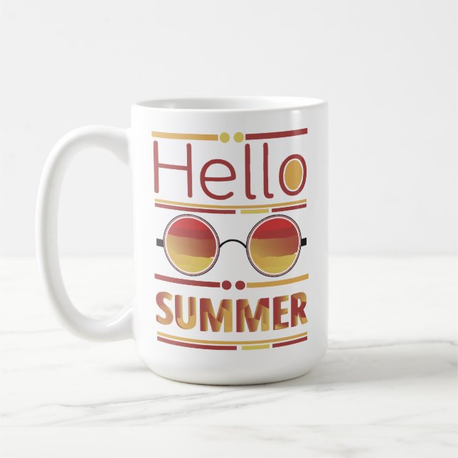 Hej Sommar Retro Solnedgång Solglasögon Tee Kaffemugg (Vänster)
