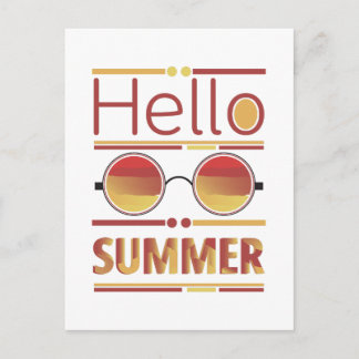 Hej Sommar Retro Solnedgång Solglasögon Tee Vykort