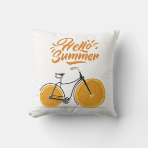 Hej Sommar, rolig retro-cykel T-Shirt Kudde