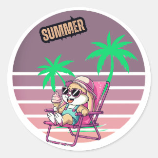Hej sommar runt klistermärke