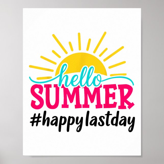 Hej sommar sista skoldagen lärare elev  poster (Framsidan)