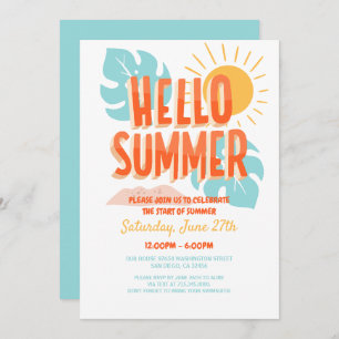 Hej sommar, skolslut party, Bassäng Party Inbjudningar