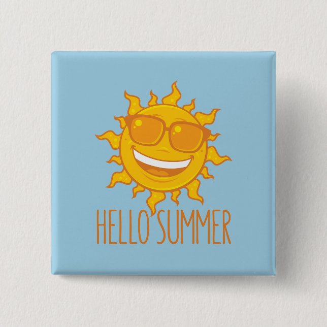 Hej sommar Sol med solglasögon Knapp (Framsida)