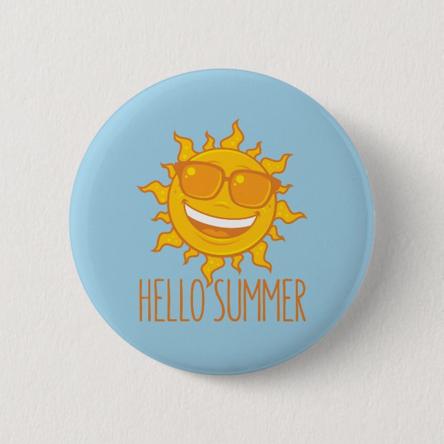 Hej sommar Sol med solglasögon Knapp (Framsida)