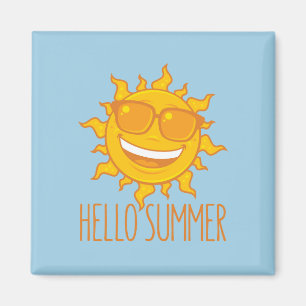 Hej sommar Sol med solglasögon Magnet