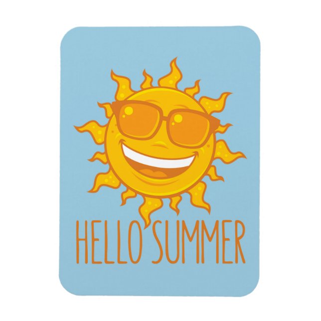 Hej sommar Sol med solglasögon Magnet (Vertikal)