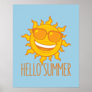 Hej sommar Sol med solglasögon Poster