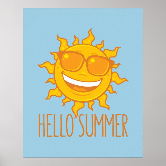 Hej sommar Sol med solglasögon Poster (Framsidan)