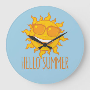 Hej sommar Sol med solglasögon Stor Klocka