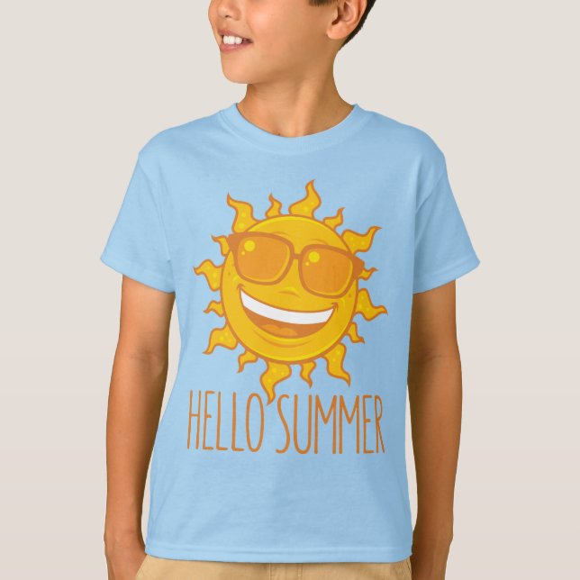 Hej sommar Sol med solglasögon T Shirt (Framsida)
