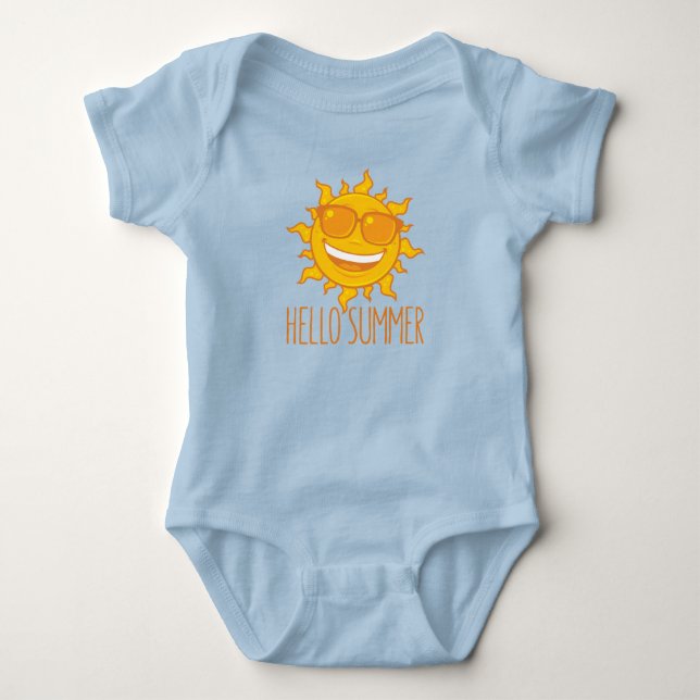 Hej sommar Sol med solglasögon T Shirt (Framsida)