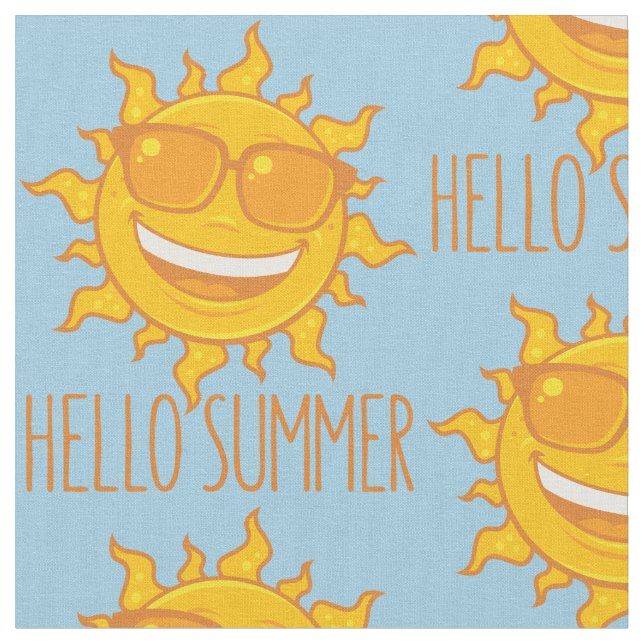 Hej sommar Sol med solglasögon Tyg (Närbild)