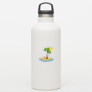 Hej sommar solsken retro cirkel vintage strand klistermärken