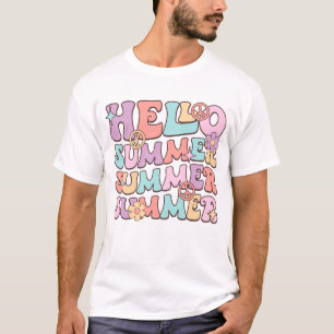 Hej sommar Söt blomsterdesign sommarlov T Shirt