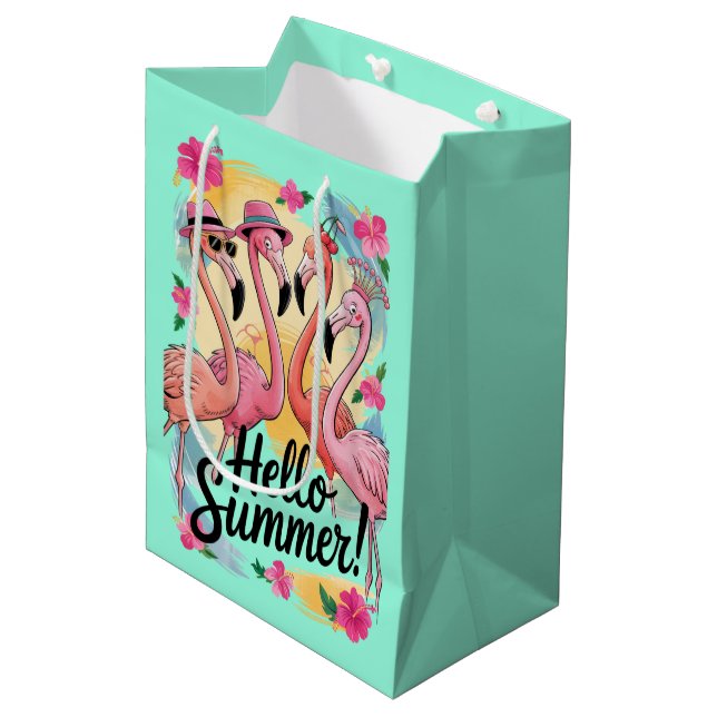 Hej sommar söt flamingo strand semester tropisk (Framsidan Vinklad)