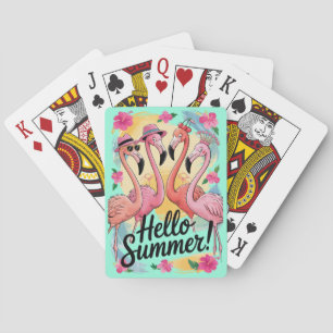Hej sommar söt flamingo strand semester tropisk casinokort