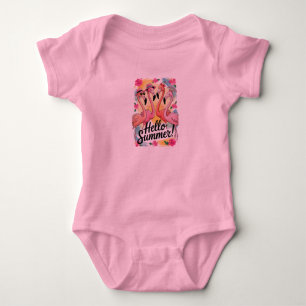 Hej sommar söt flamingo strand semester tropisk t shirt