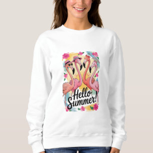 Hej sommar söt flamingo strand semester tropisk t shirt