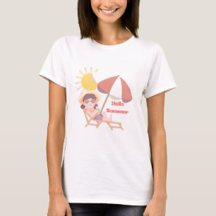 Hej sommar Söt strand semester design   Solig R T Shirt